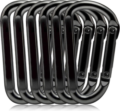Heavy Duty Carabiner Clips, 860lbs - 3" Iron Carabiners for Keys, Gym, Camping, Hiking Accessories - D-Ring Keychain Hooks for Hammocks, Backpacks, Outdoor Gear