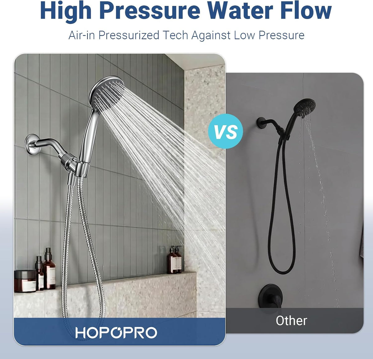 Handheld ShowerHead with High Pressure, Low Pressure Optimized Flow