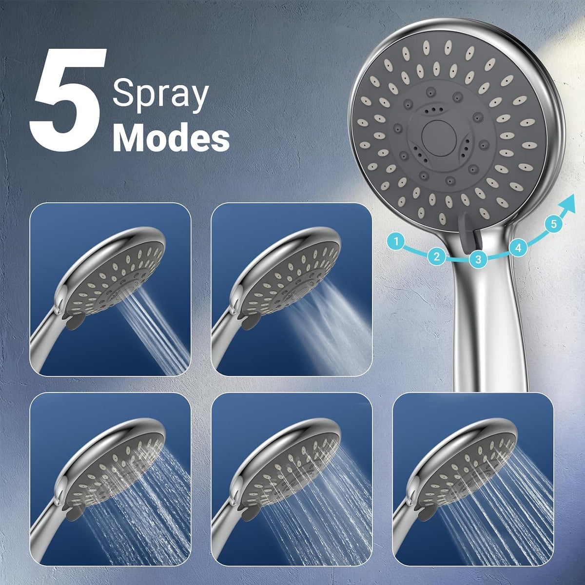 Handheld ShowerHead with High Pressure, Low Pressure Optimized Flow