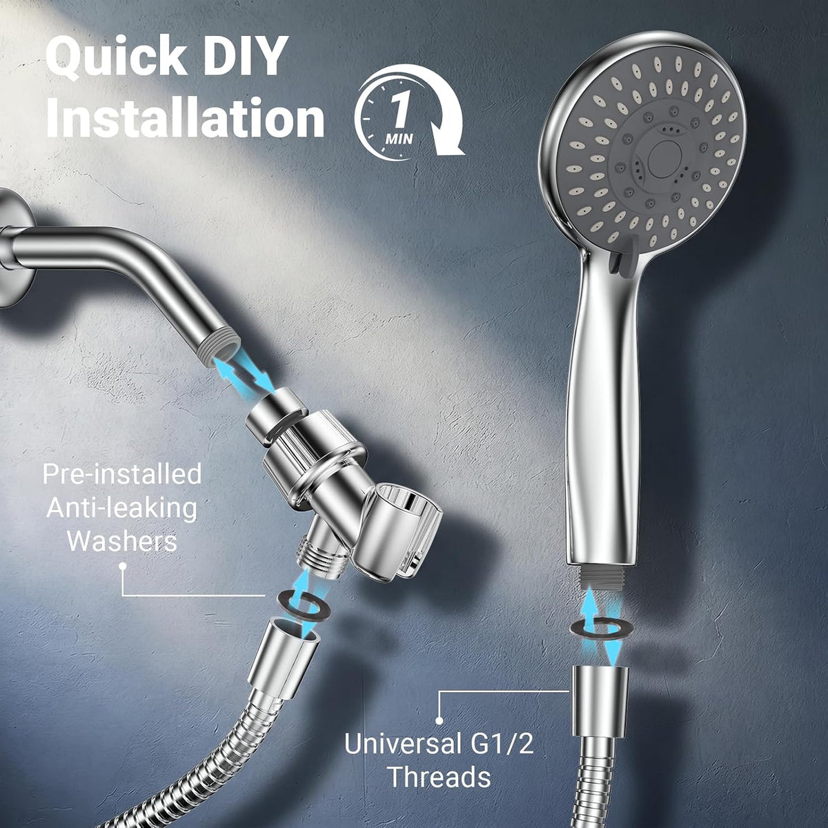 Handheld ShowerHead with High Pressure, Low Pressure Optimized Flow