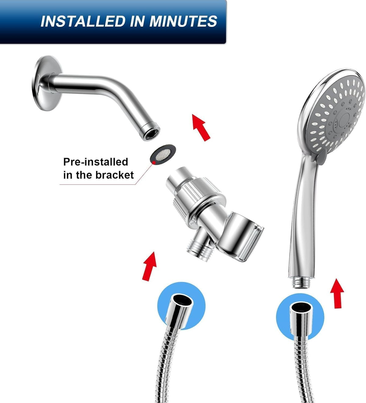 Handheld ShowerHead with High Pressure, Low Pressure Optimized Flow