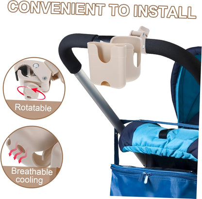 Removable Stroller Cup Holder with Phone Holder and Bottle Organizer Large Capacity Water Bottle Accessories Rack for Bikes Scooters Kayaks Secure Lock for Stability and