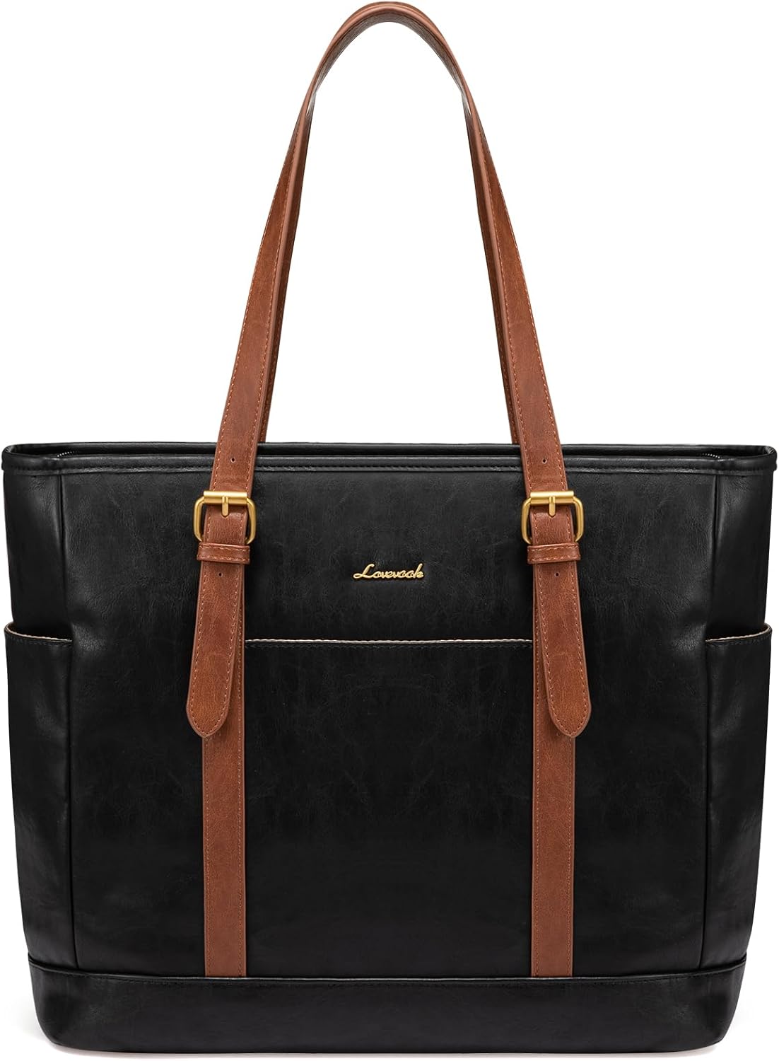 Laptop Tote Bag for Women,Leather Work Computer Briefcase Bag | Large Cup Holder,15.6 Inch Work Tote,Professional Briefcase,Teacher Commuter Shoulder Bag,Office,Travel,Gift