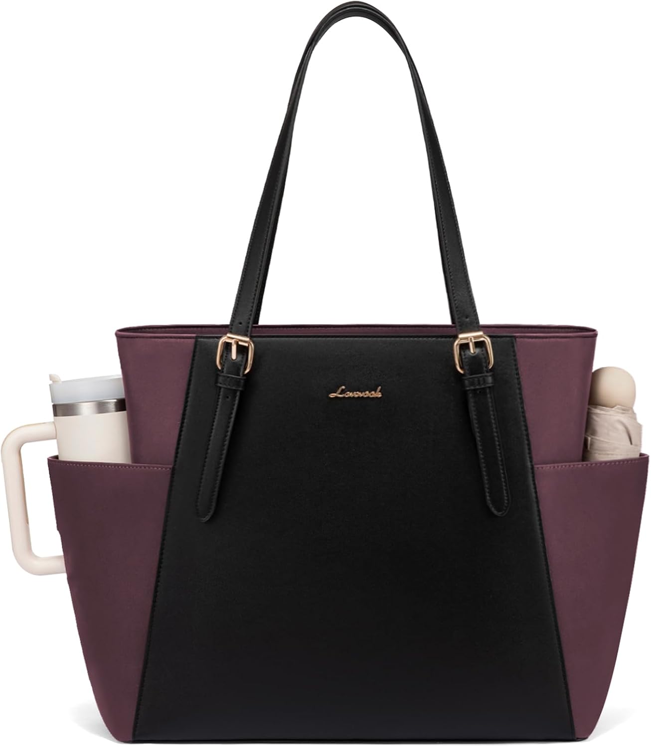 Laptop Tote Bag for Women,Leather Work Computer Briefcase Bag | Large Cup Holder,15.6 Inch Work Tote,Professional Briefcase,Teacher Commuter Shoulder Bag,Office,Travel,Gift