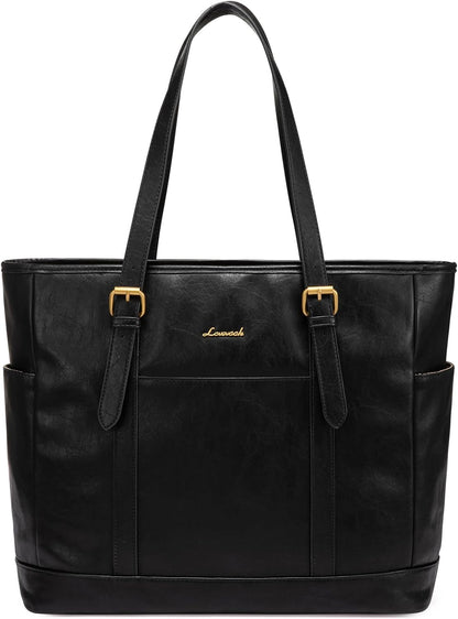 Laptop Tote Bag for Women,Leather Work Computer Briefcase Bag | Large Cup Holder,15.6 Inch Work Tote,Professional Briefcase,Teacher Commuter Shoulder Bag,Office,Travel,Gift