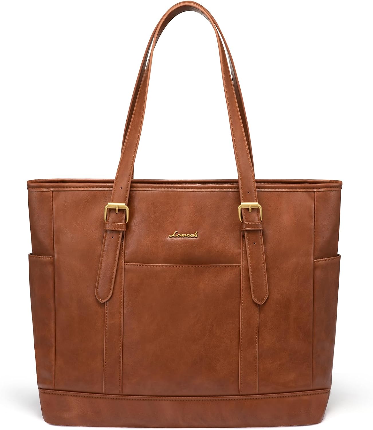 Laptop Tote Bag for Women,Leather Work Computer Briefcase Bag | Large Cup Holder,15.6 Inch Work Tote,Professional Briefcase,Teacher Commuter Shoulder Bag,Office,Travel,Gift
