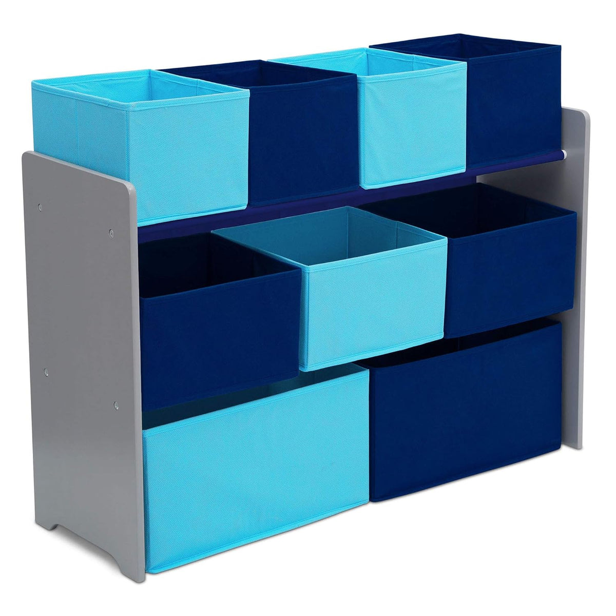 Deluxe Multi-Bin Toy Organizer with Storage Bins, Grey/Blue Bins