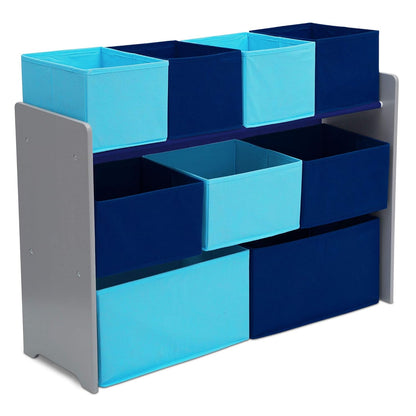 Deluxe Multi-Bin Toy Organizer with Storage Bins, Grey/Blue Bins