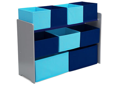 Deluxe Multi-Bin Toy Organizer with Storage Bins, Grey/Blue Bins