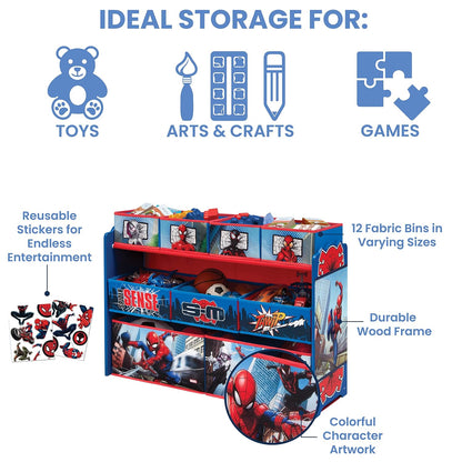 Deluxe Multi-Bin Toy Organizer with Storage Bins, Grey/Blue Bins