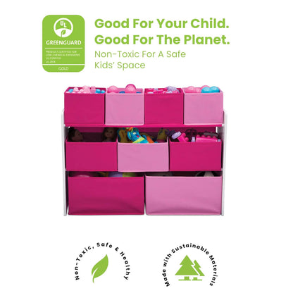 Deluxe Multi-Bin Toy Organizer with Storage Bins, Grey/Blue Bins