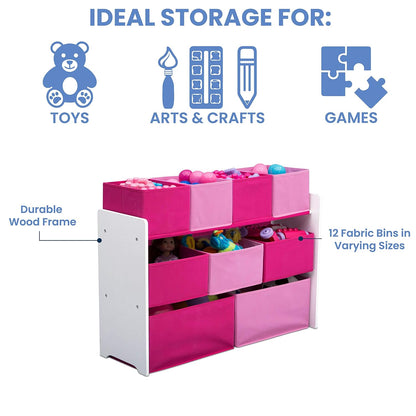 Deluxe Multi-Bin Toy Organizer with Storage Bins, Grey/Blue Bins
