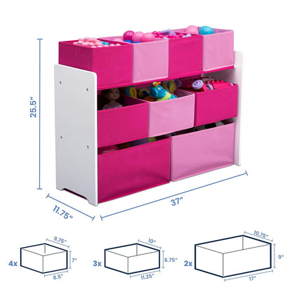 Deluxe Multi-Bin Toy Organizer with Storage Bins, Grey/Blue Bins