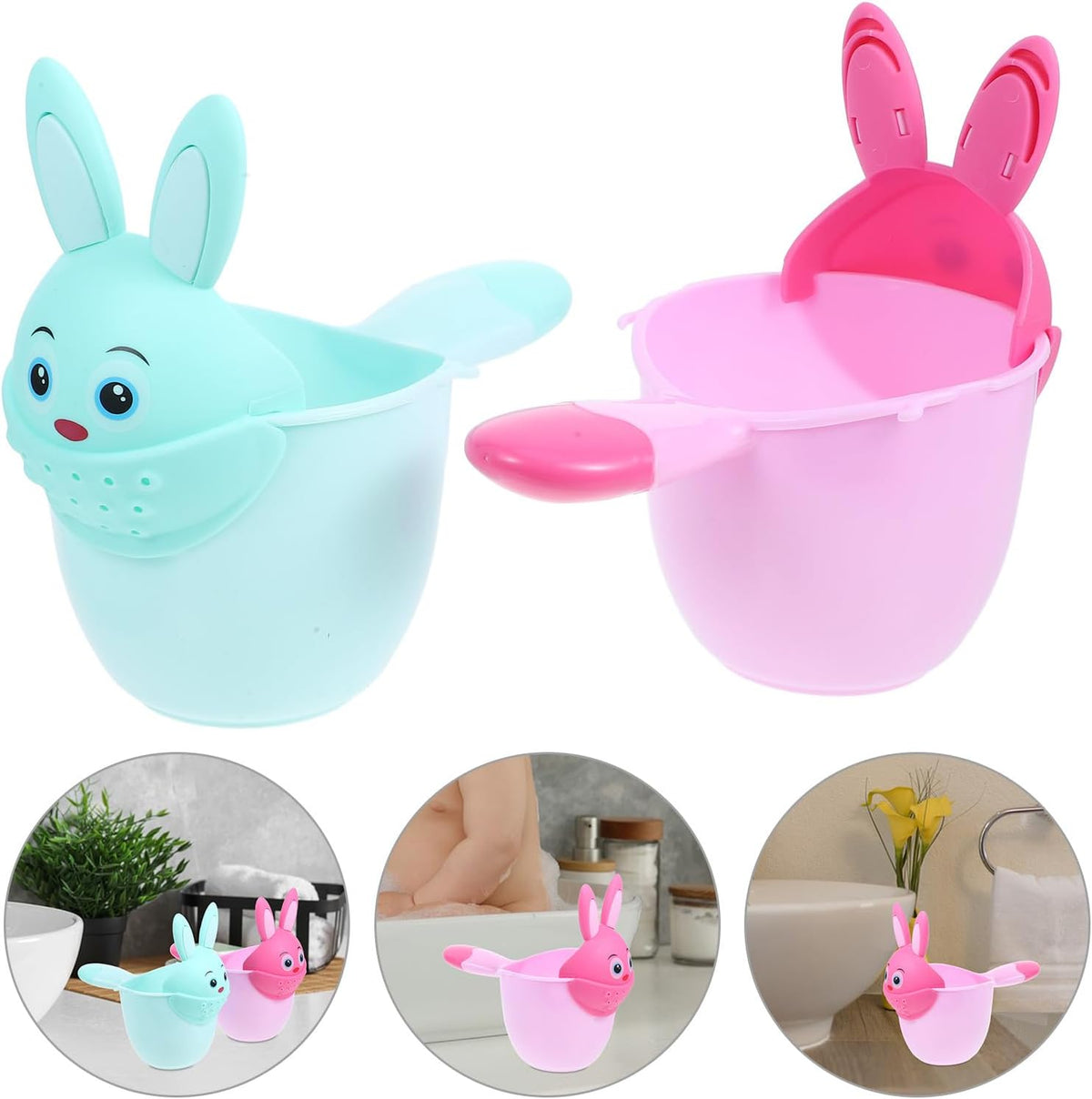 Rinse Cup Set 2pcs Plastic Shampoo Rinser Cups for Hair Washing, Lightweight Bath Water Pourer Suitable and Infants