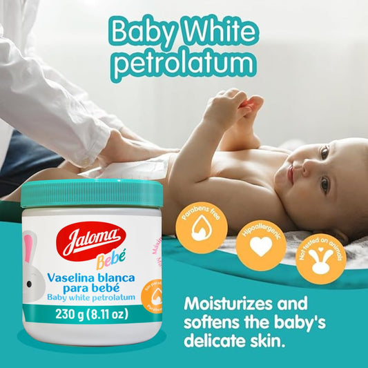 Baby White Petrolatum, Prevents Diaper Rash, Softens Baby Skin, Pack of 1, 8.11 Oz Jar