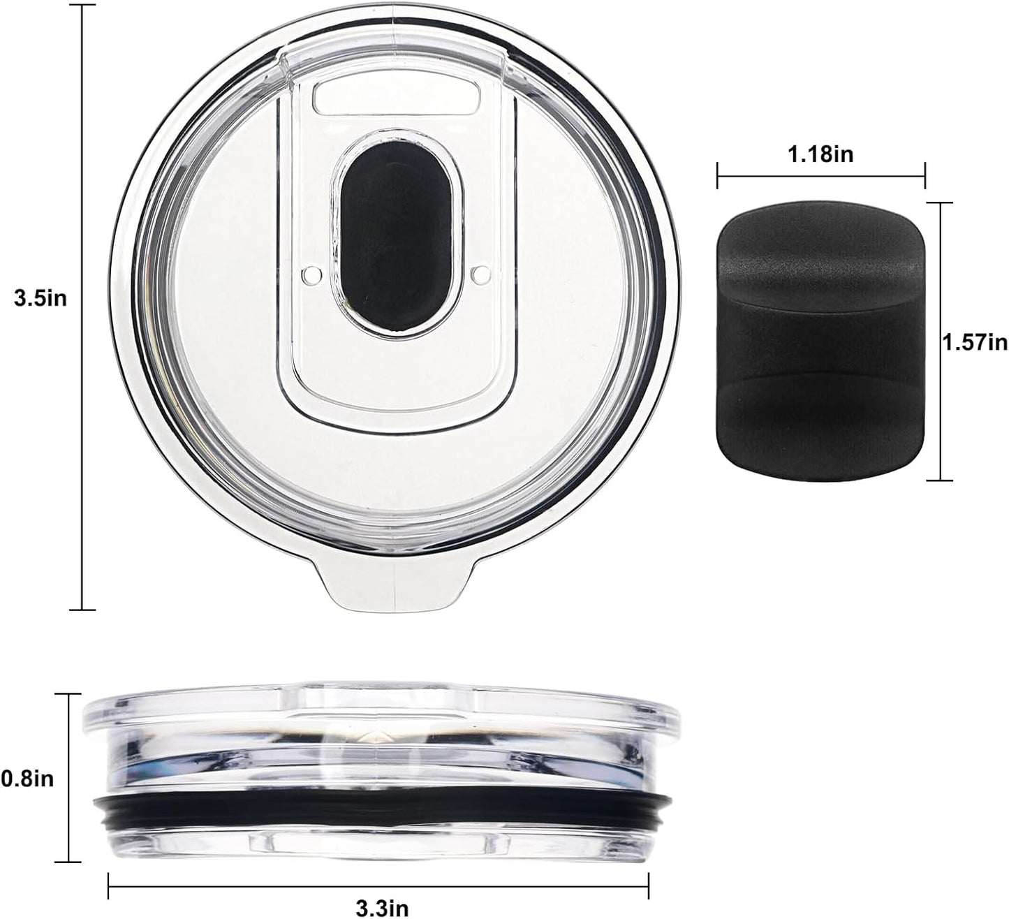 20 oz Tumbler Lid 2 Pack Replacement Lids Compatible for YETI 20 oz Tumbler | 10/24 oz Mug and 10 oz Lowball, Travel Spill Proof Cup Lids Covers with Magnetic Slider Switch, BPA Free