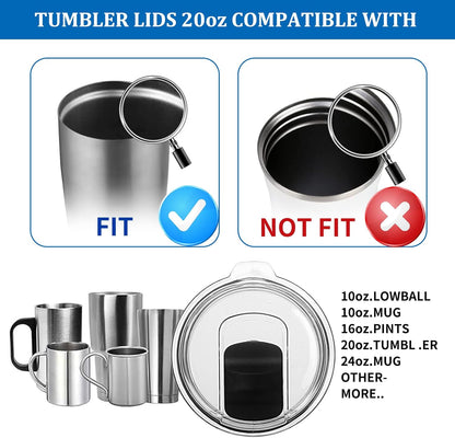20 oz Tumbler Lid 2 Pack Replacement Lids Compatible for YETI 20 oz Tumbler | 10/24 oz Mug and 10 oz Lowball, Travel Spill Proof Cup Lids Covers with Magnetic Slider Switch, BPA Free