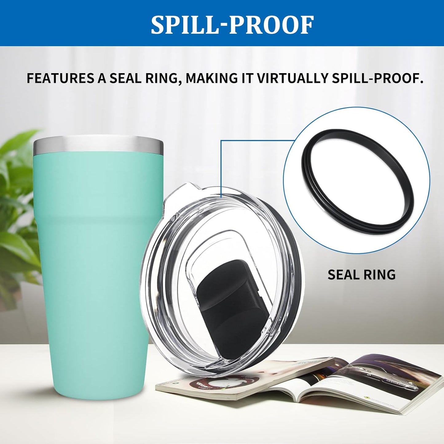 20 oz Tumbler Lid 2 Pack Replacement Lids Compatible for YETI 20 oz Tumbler | 10/24 oz Mug and 10 oz Lowball, Travel Spill Proof Cup Lids Covers with Magnetic Slider Switch, BPA Free