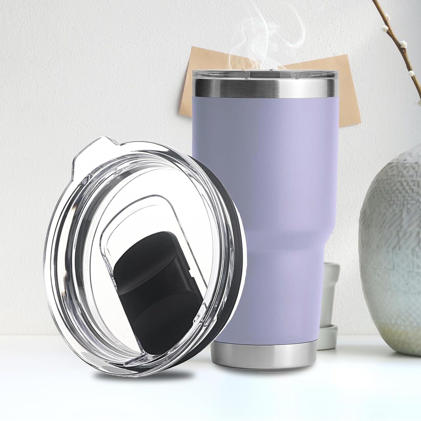 20 oz Tumbler Lid 2 Pack Replacement Lids Compatible for YETI 20 oz Tumbler | 10/24 oz Mug and 10 oz Lowball, Travel Spill Proof Cup Lids Covers with Magnetic Slider Switch, BPA Free