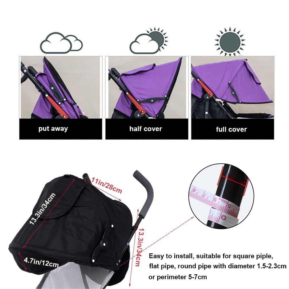 Baby Stroller Sun Protection Infant Stroller Sun Shade Cover Sunshield Universal Stroller Canopy Extender Awning for Pushchair Pram Buggy Parasol Sunshade Sun Umbrella Stroller with Pocket Mesh Window