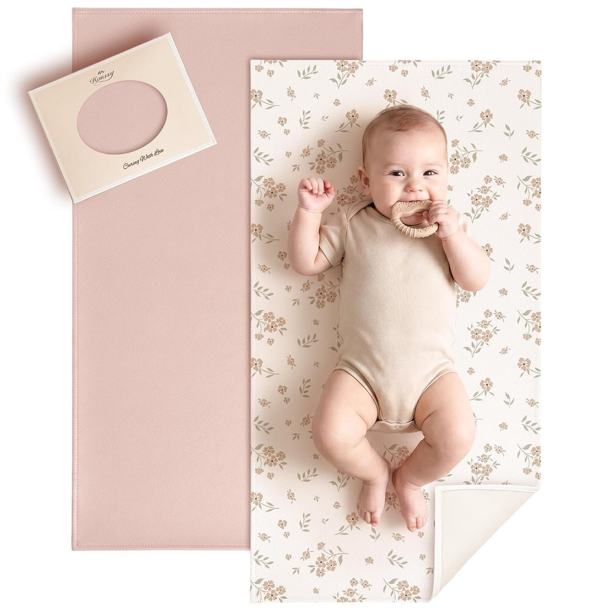 Faux Leather Baby Changing Mat 2 Pack, Oval, 30"x17"