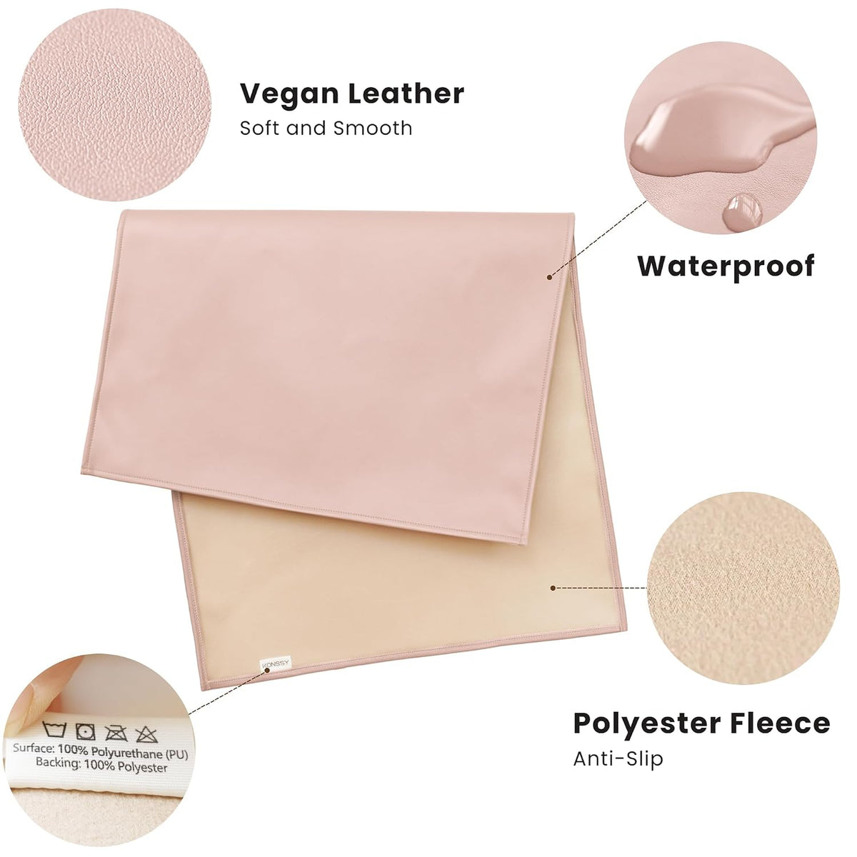 Faux Leather Baby Changing Mat 2 Pack, Oval, 30"x17"