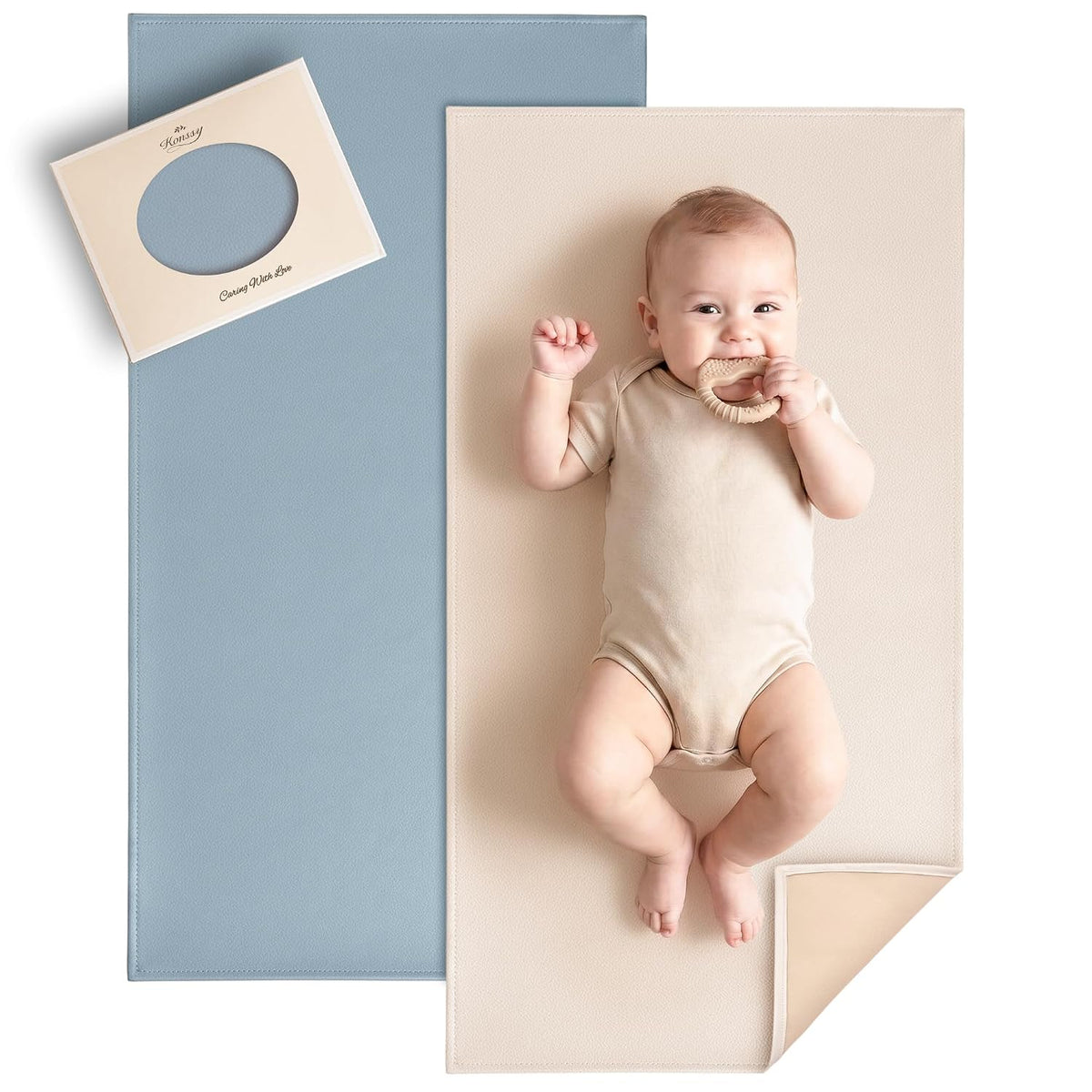 Faux Leather Baby Changing Mat 2 Pack, Oval, 30"x17"