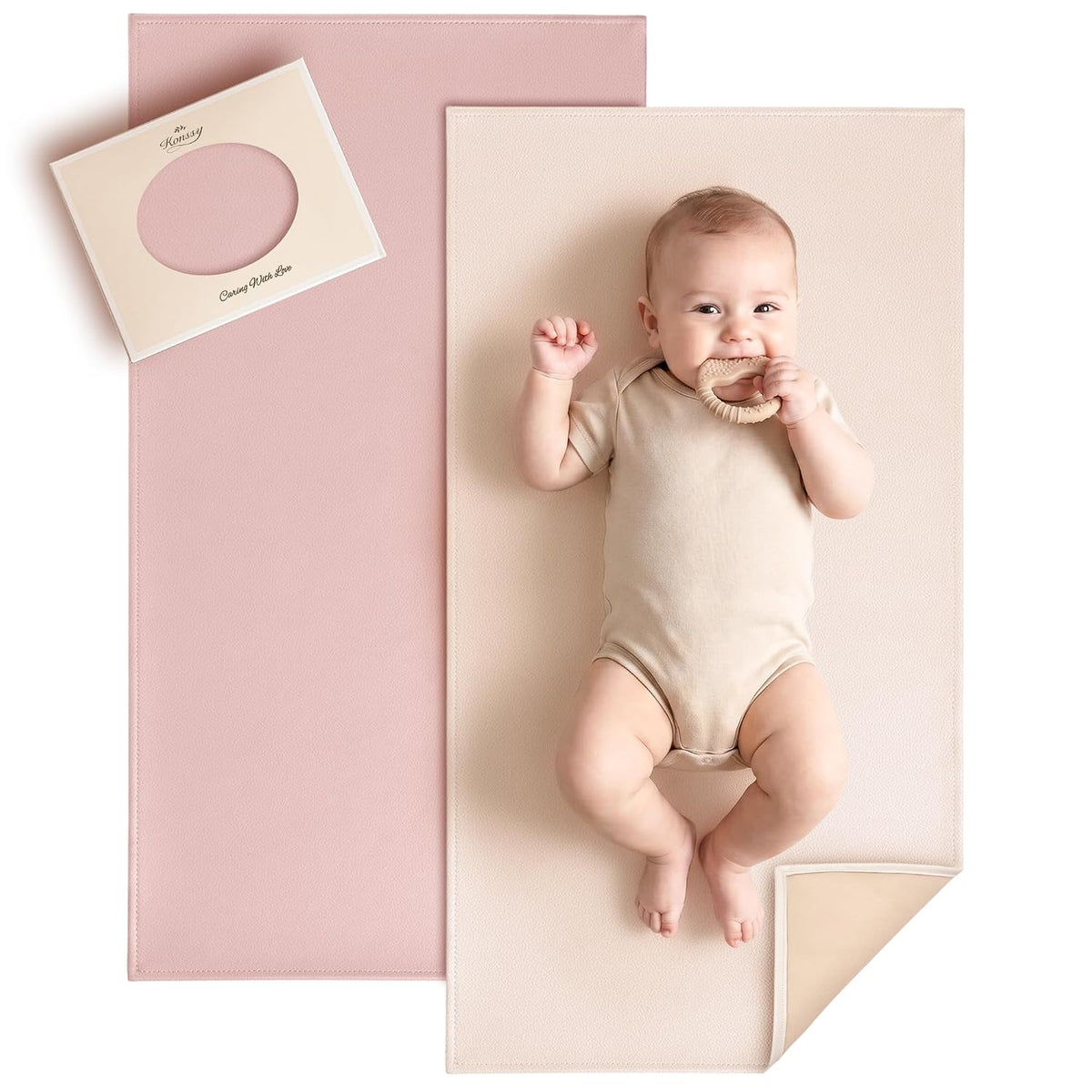 Faux Leather Baby Changing Mat 2 Pack, Oval, 30"x17"