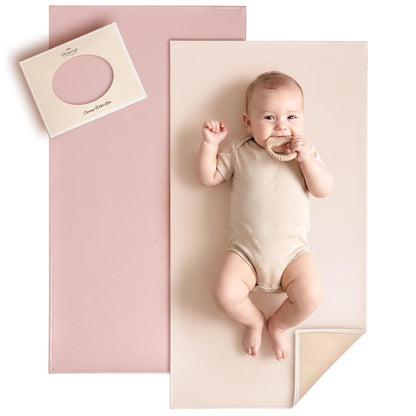 Faux Leather Baby Changing Mat 2 Pack, Oval, 30"x17"