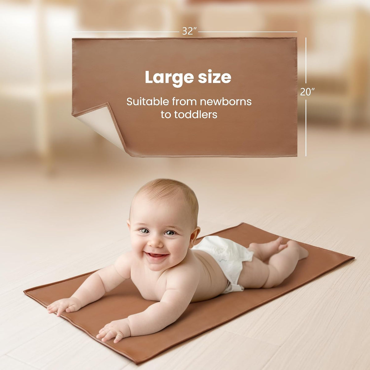 Faux Leather Baby Changing Mat 2 Pack, Oval, 30"x17"