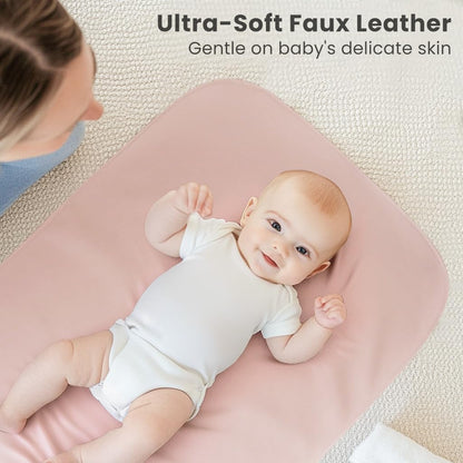 Faux Leather Baby Changing Mat 2 Pack, Oval, 30"x17"