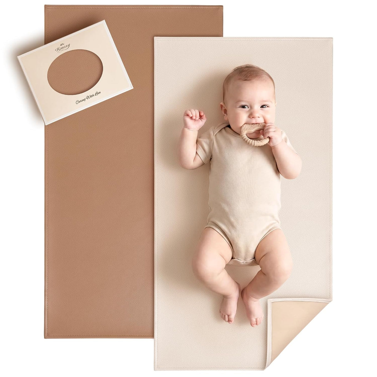Faux Leather Baby Changing Mat 2 Pack, Oval, 30"x17"