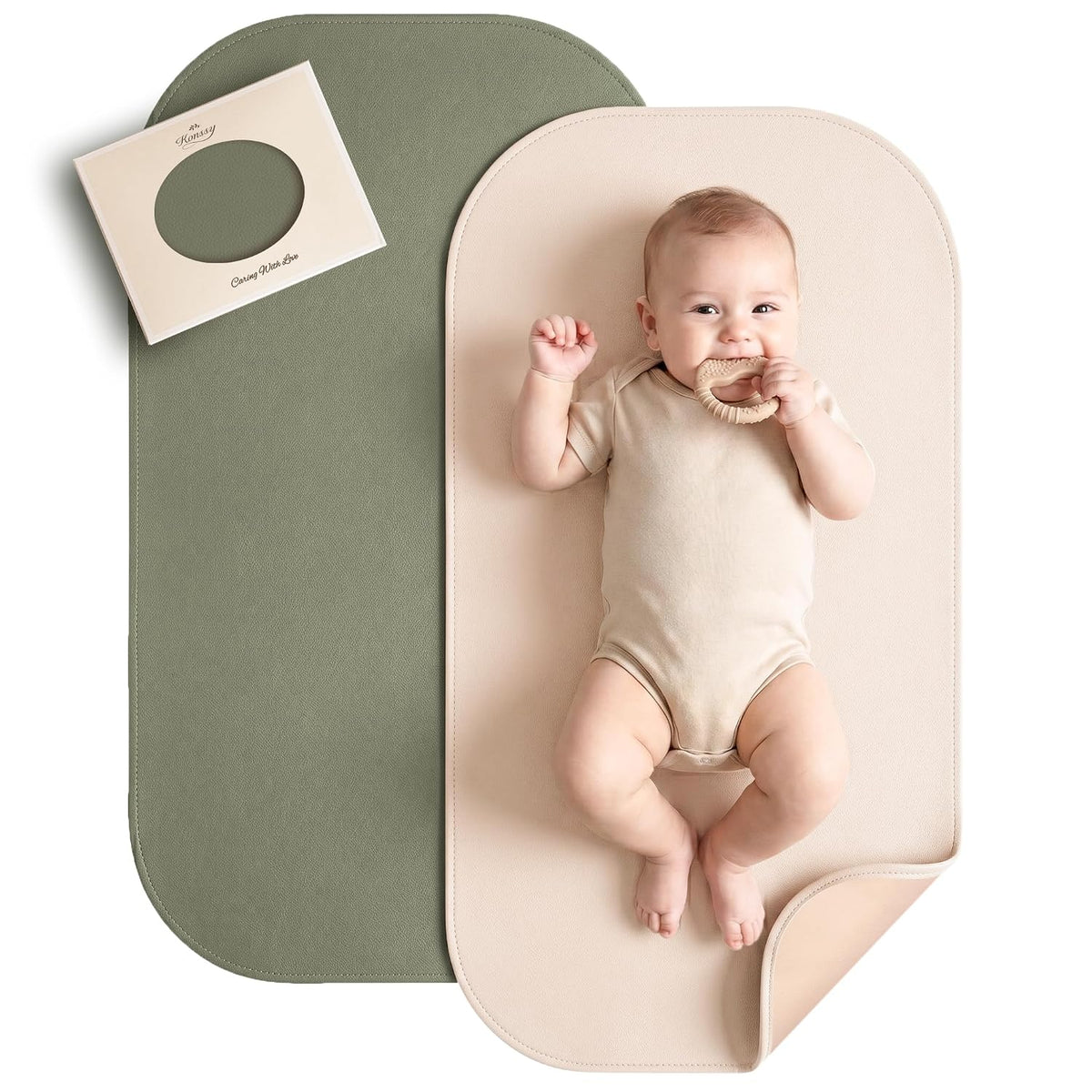 Faux Leather Baby Changing Mat 2 Pack, Oval, 30"x17"