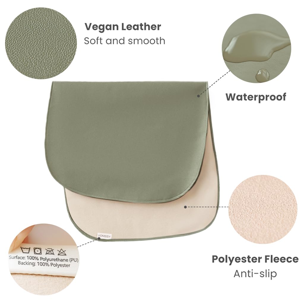 Faux Leather Baby Changing Mat 2 Pack, Oval, 30"x17"