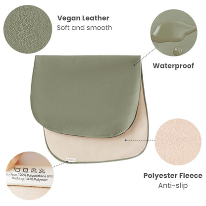 Faux Leather Baby Changing Mat 2 Pack, Oval, 30"x17"