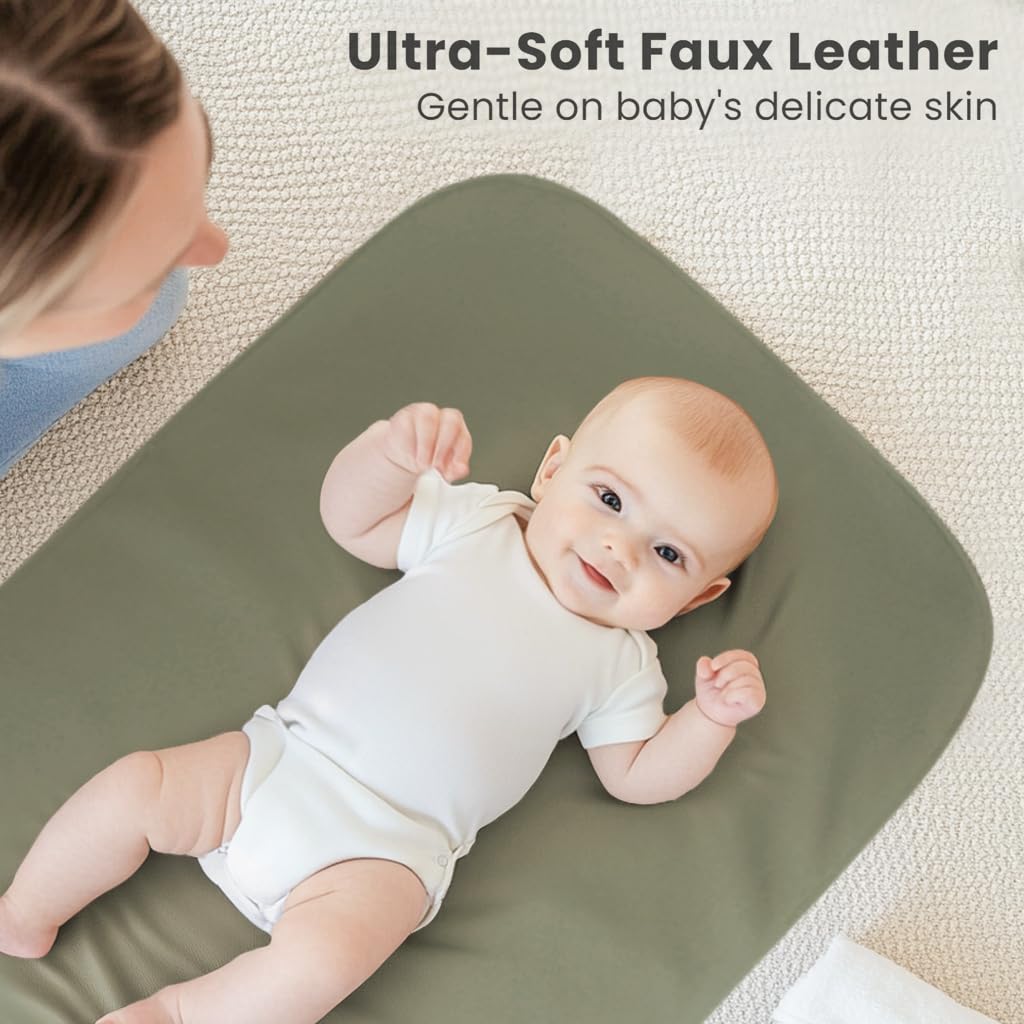 Faux Leather Baby Changing Mat 2 Pack, Oval, 30"x17"