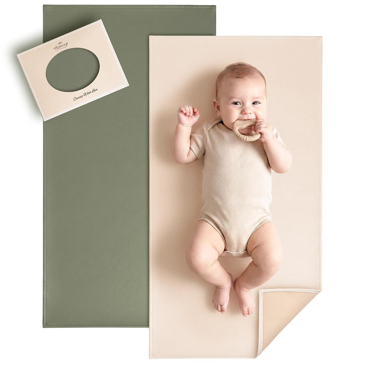 Faux Leather Baby Changing Mat 2 Pack, Oval, 30"x17"