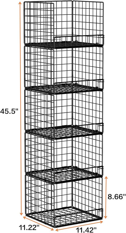 Stackable Closet Organizers and Storage Baskets, 4-Tier Closet Shelf Organizer , Space-Saving Clothes Storage Drawer, Foldable Clothes Storage Bins for Closet Organizer System, Black(Patent 30022416)