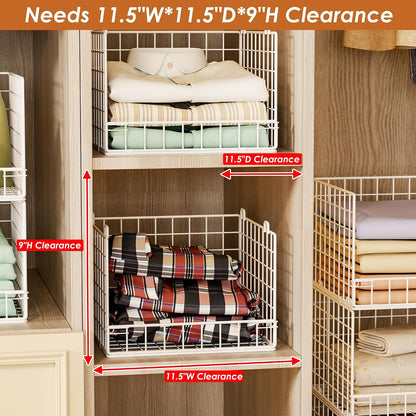 Stackable Closet Organizers and Storage Baskets, 4-Tier Closet Shelf Organizer , Space-Saving Clothes Storage Drawer, Foldable Clothes Storage Bins for Closet Organizer System, Black(Patent 30022416)