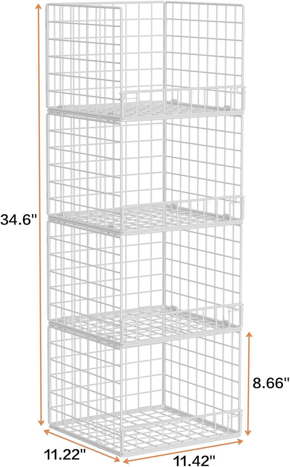 Stackable Closet Organizers and Storage Baskets, 4-Tier Closet Shelf Organizer , Space-Saving Clothes Storage Drawer, Foldable Clothes Storage Bins for Closet Organizer System, Black(Patent 30022416)