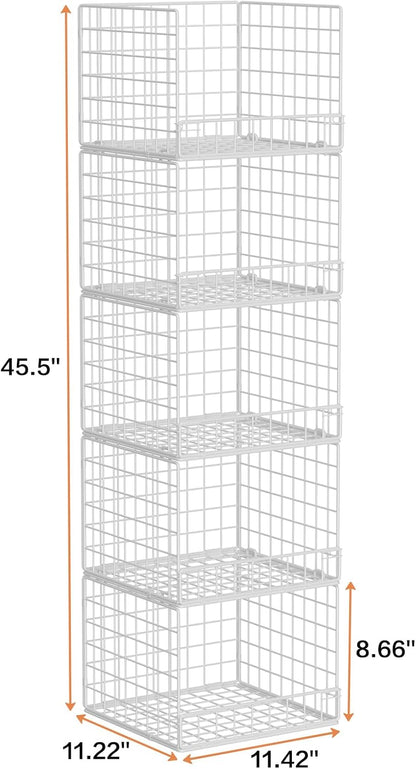 Stackable Closet Organizers and Storage Baskets, 4-Tier Closet Shelf Organizer , Space-Saving Clothes Storage Drawer, Foldable Clothes Storage Bins for Closet Organizer System, Black(Patent 30022416)