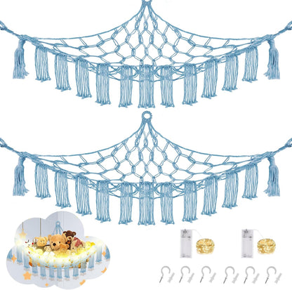 Stuffed Animal Hammock Large Corner Plushie Net Storage, White