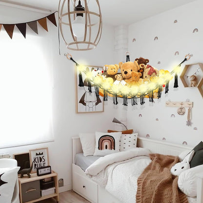 Stuffed Animal Hammock Large Corner Plushie Net Storage, White