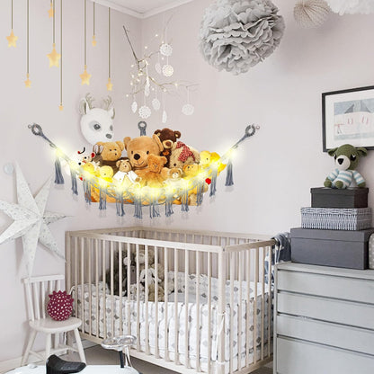 Stuffed Animal Hammock Large Corner Plushie Net Storage, White