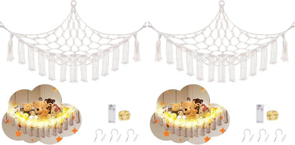 Stuffed Animal Hammock Large Corner Plushie Net Storage, White
