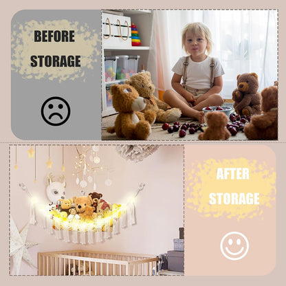 Stuffed Animal Hammock Large Corner Plushie Net Storage, White