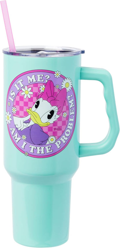 Lilo and Stitch Wink Face, Stainless Steel Tumbler, 40oz | Make Some Waves, Rhinestone, Disney, Double Walled, Includes Handle and Straw, Fits in Cup Holder, 1.18 Liters - Colors A