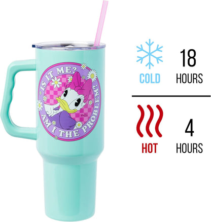 Lilo and Stitch Wink Face, Stainless Steel Tumbler, 40oz | Make Some Waves, Rhinestone, Disney, Double Walled, Includes Handle and Straw, Fits in Cup Holder, 1.18 Liters - Colors A