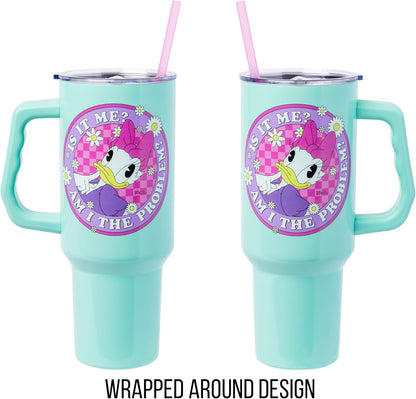Lilo and Stitch Wink Face, Stainless Steel Tumbler, 40oz | Make Some Waves, Rhinestone, Disney, Double Walled, Includes Handle and Straw, Fits in Cup Holder, 1.18 Liters - Colors A