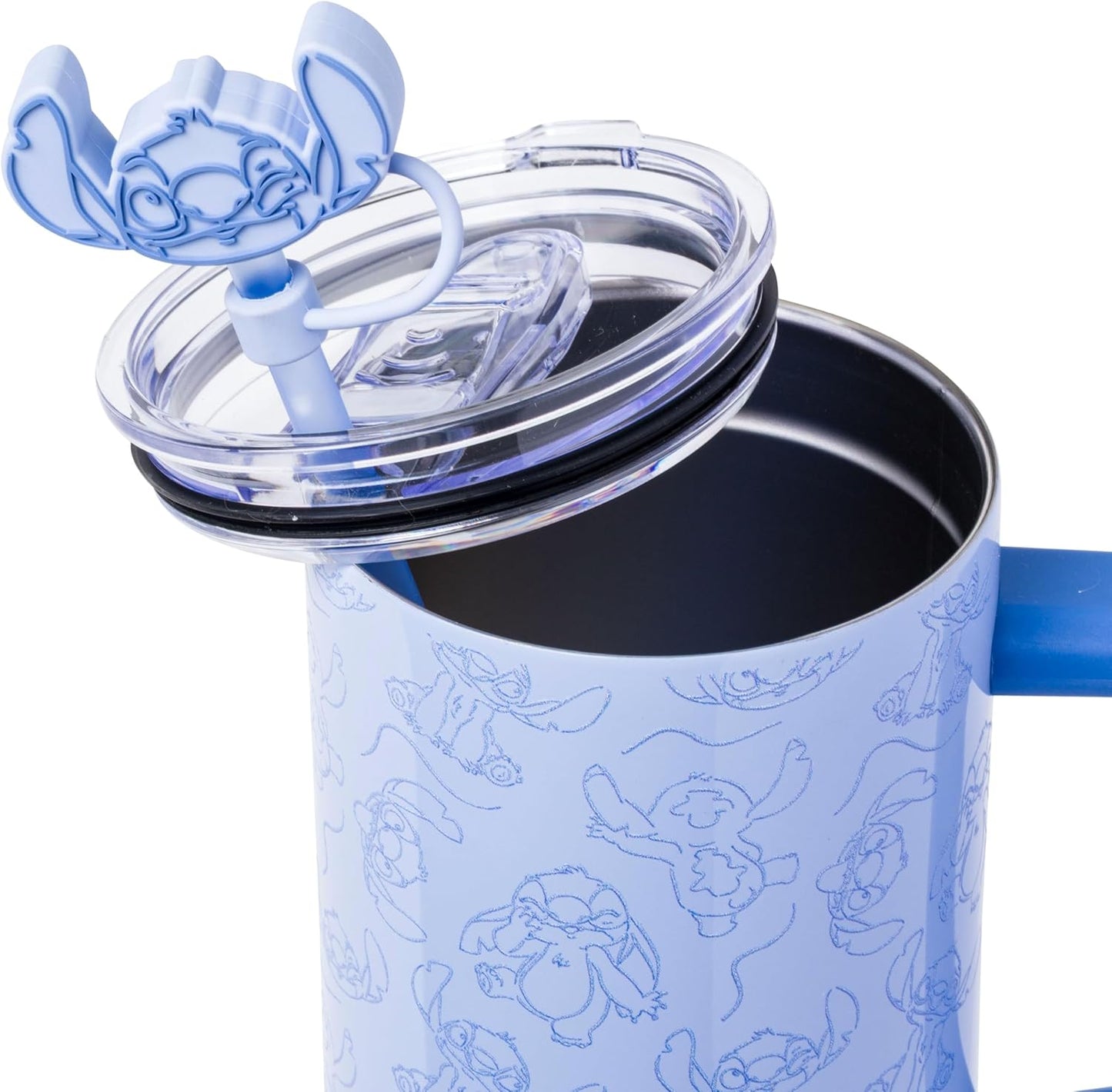 Lilo and Stitch Wink Face, Stainless Steel Tumbler, 40oz | Make Some Waves, Rhinestone, Disney, Double Walled, Includes Handle and Straw, Fits in Cup Holder, 1.18 Liters - Colors A